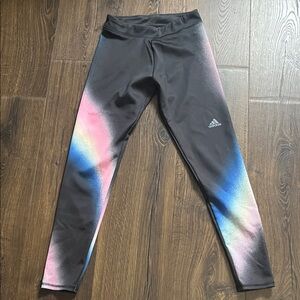 Adidas Kids Black and Multicolor Leggings size 14